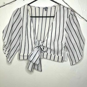 Striped crop blouse